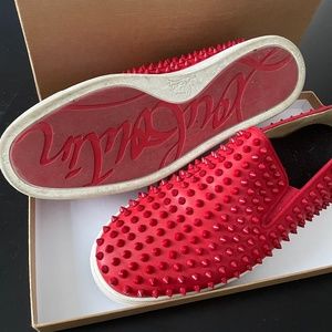 Red men’s slip in style studded loafer